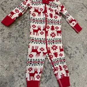 Hanna Andersson Reindeer Fair Isle Zip Sleeper – Size 75 cm (12–18 Months)